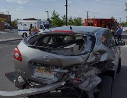 A Semi-Truck hit a small hatchback car in League City Texas