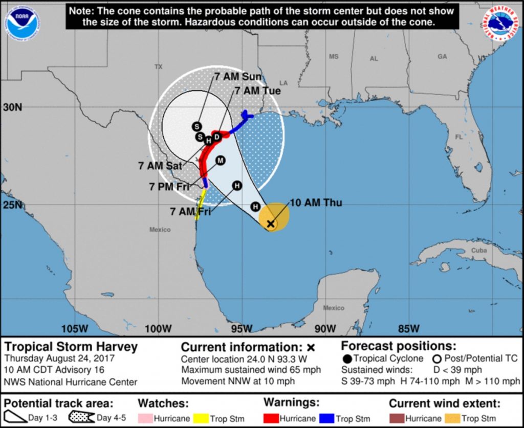 Hurricane Harvey hits Galveston on Friday